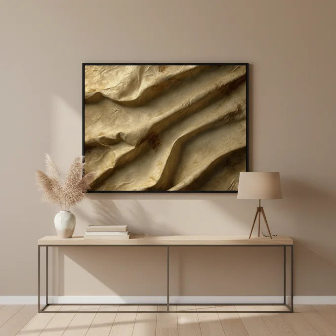 Tableau Relief Beige Doré