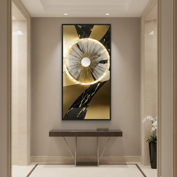 Tableau Halo Marbre Doré LED