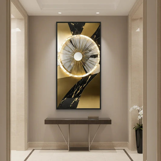 Tableau Halo Marbre Doré LED