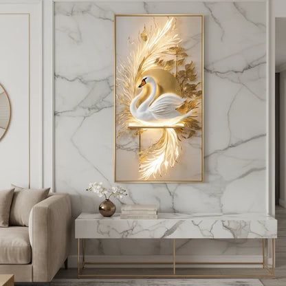 Tableau LED Cygne Doré