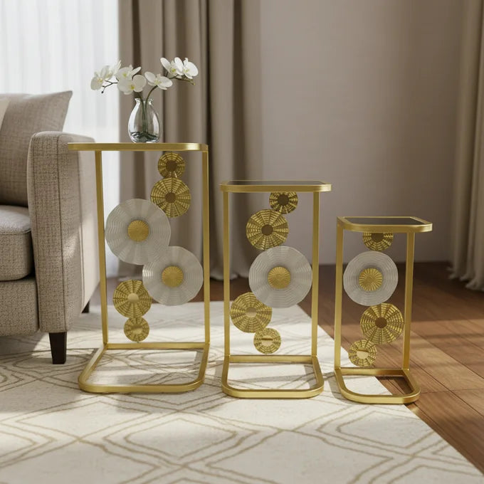 Set de 3 Tables Cercles Dorés