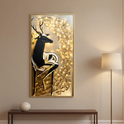 Tableau Cerf Doré Lumineux LED
