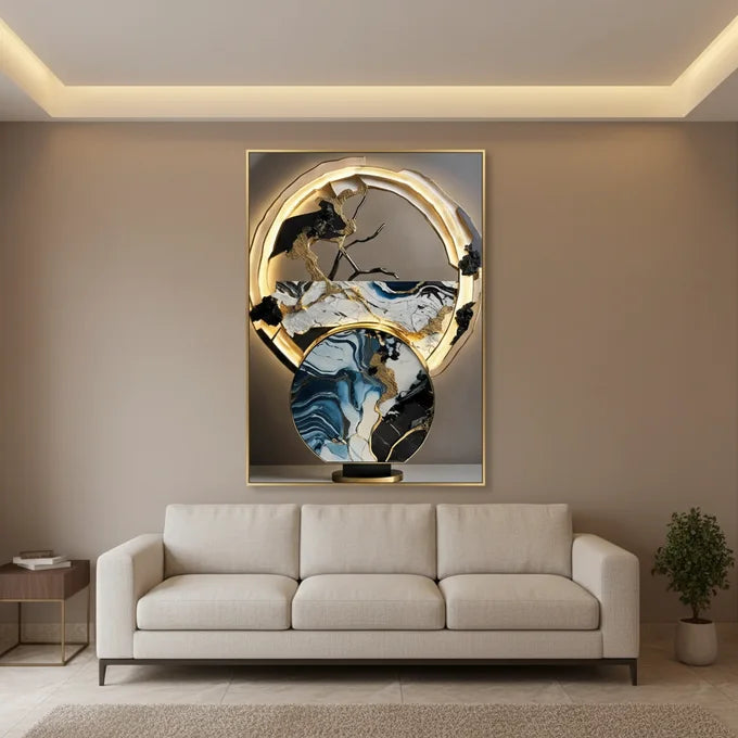 Tableau Halo Marbre Bleu