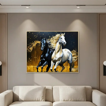 Tableau Duo Équestre Doré