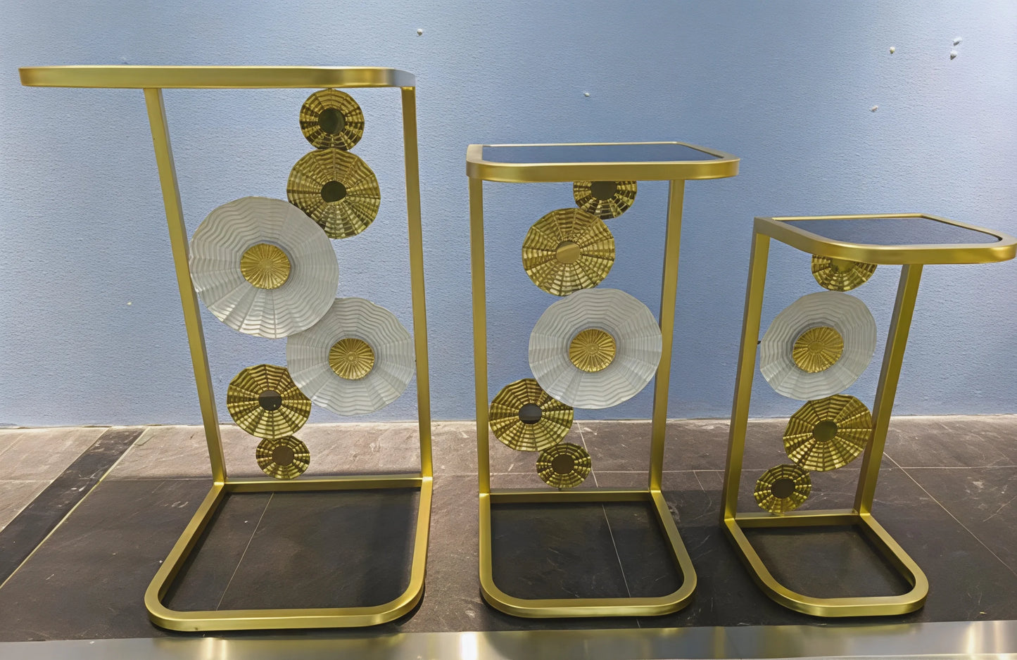 Set de 3 Tables Cercles Dorés
