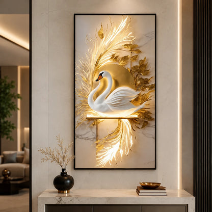 Tableau LED Cygne Doré