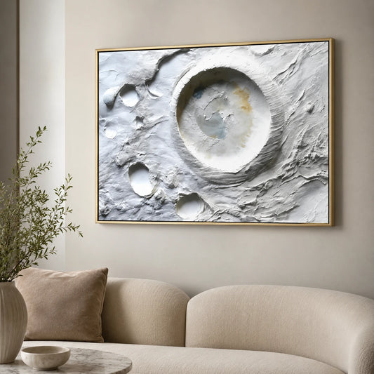 Tableau Relief Lunaire Blanc