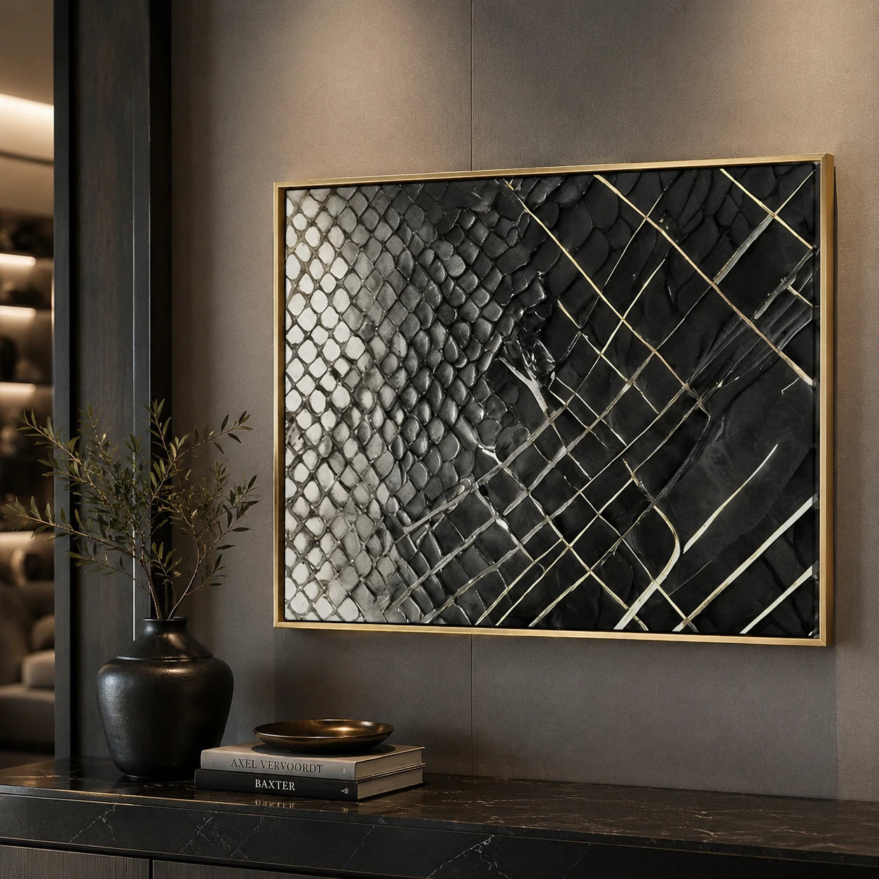 Tableau Abstrait Noir & Or