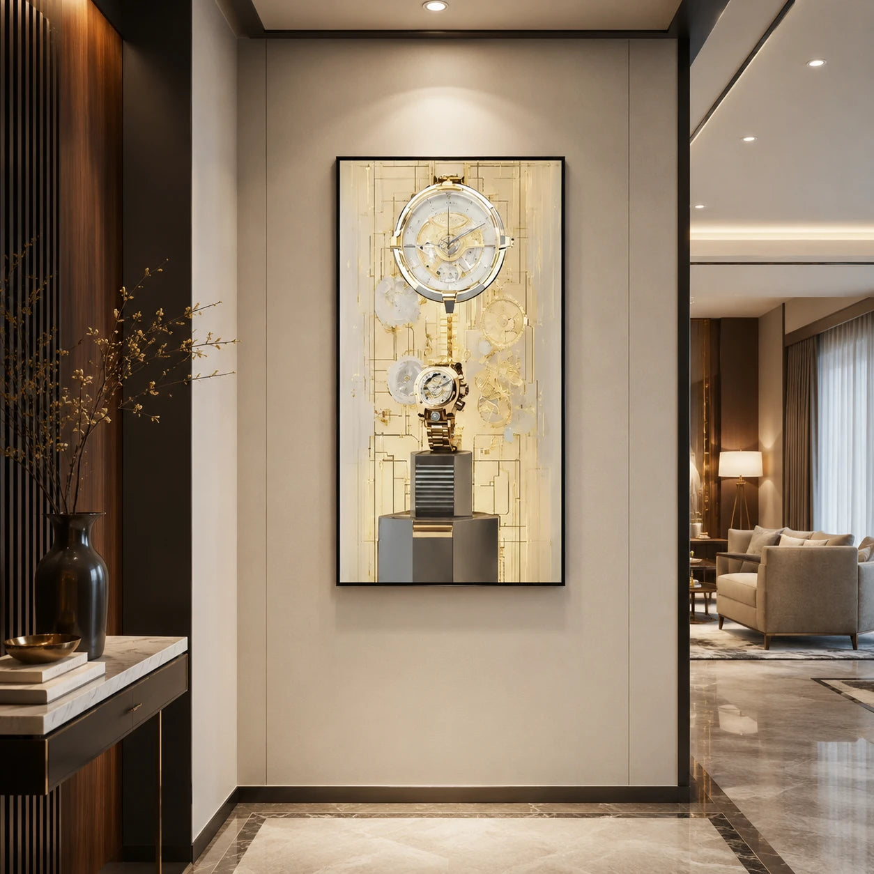 Tableau Horloge Dorée
