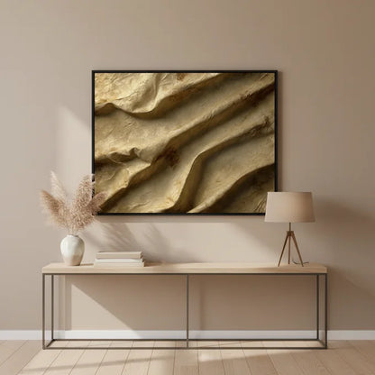Tableau Relief Beige Doré